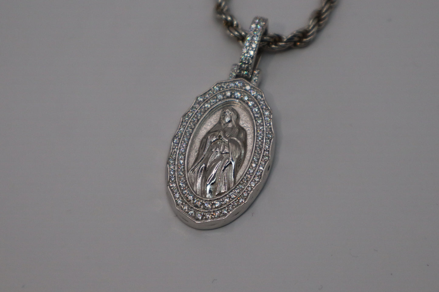 925S & VVS Moissanite Virgin Mary Pendant
