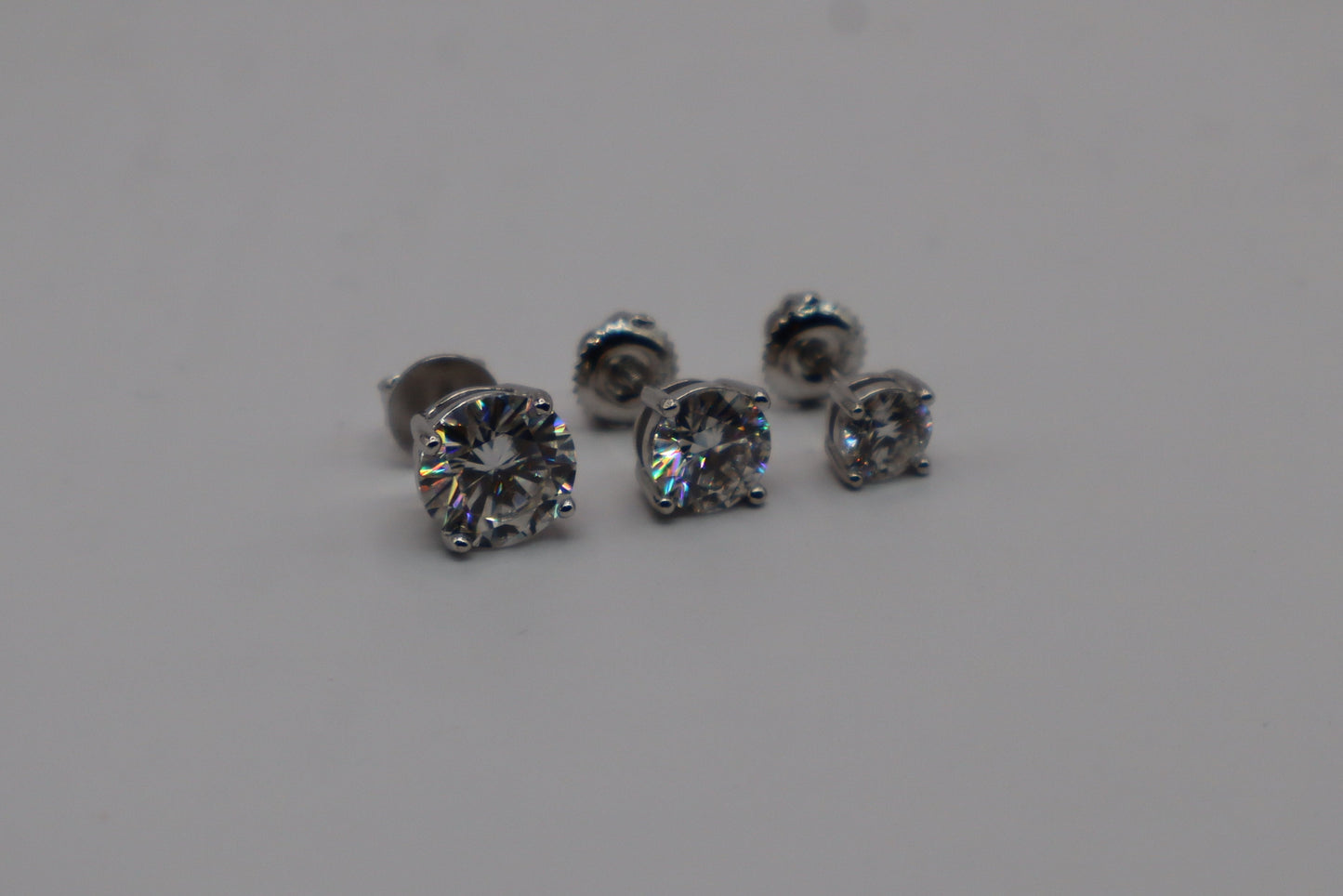 925S & VS Moissanite Round Cut Stud Earrings